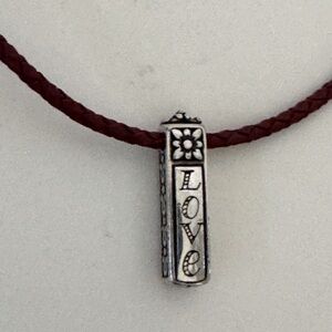 BRIGHTON Braided Leather LOVE Pendant Necklace